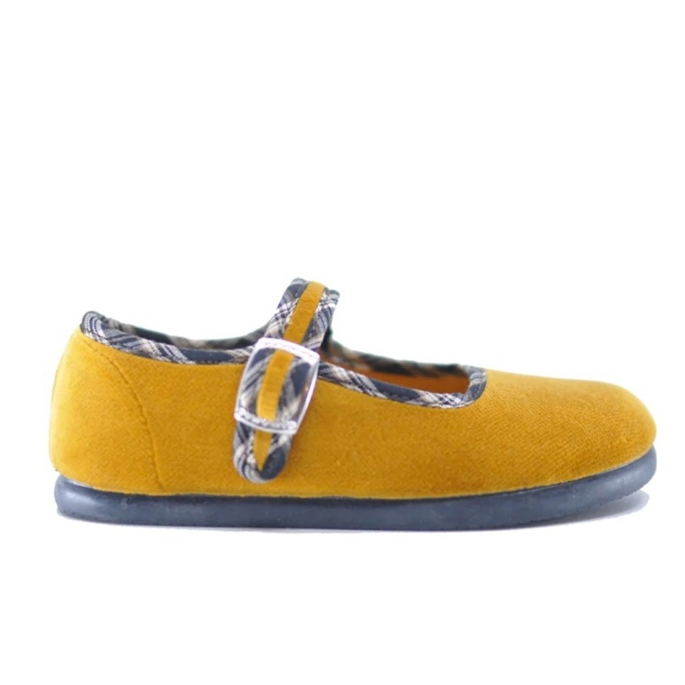 BONTON MUSTARD VELVET MARY JANE LITTLE GIRL'S SHOE SIZE 24 (8)
